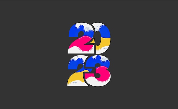 Logo 2023 frohes neues Jahr mit abstrakten flüssigen Formen entwerfen moderne grafische Elemente Vektorillustrationsschablone