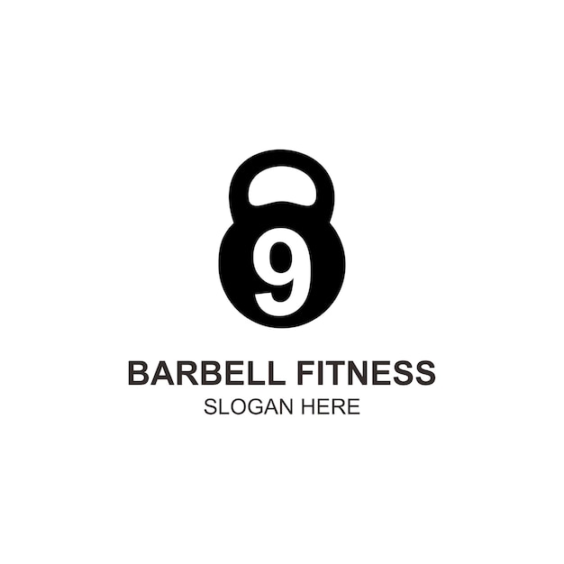 Vektor logo 9 langhantel fitness-design