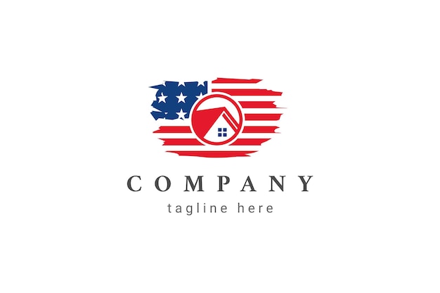 Logo amerikanische Flagge und Haussiedlungsdesign
