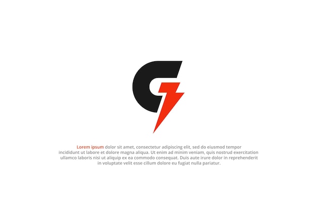 Logo-Buchstabe g Blitzstrom-Blitzschild