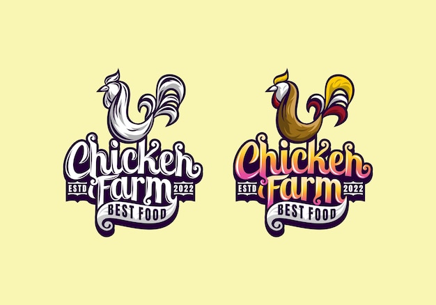 Logo chicken farm food vektor-illustrationsvorlage mit einfachem, elegantem design, gut für jede branche