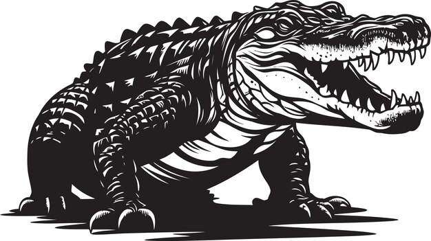 Vektor logo der alligator-behörde in schwarzem vektor fearsome force alligator black logo design