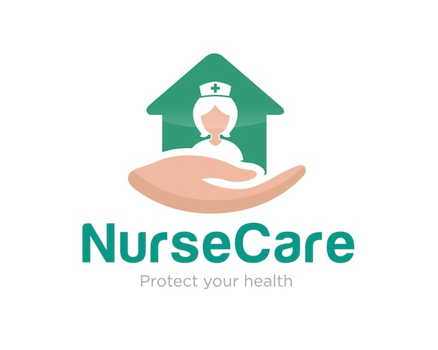 Vektor logo der häuslichen pflege von krankenschwestern für medizinische kliniken und gesundheitsdienste