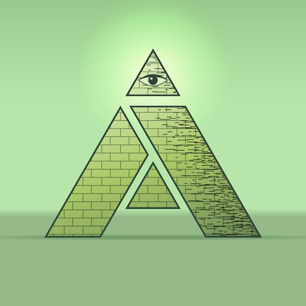 Logo der künstlichen Intelligenz Das Konzept einer Pyramide mit einem allsehenden Auge Vektorillustration