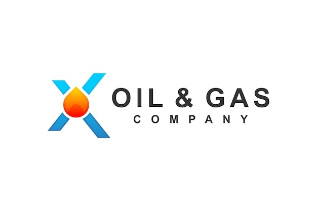 Logo der Öl- und Gasindustrie mit dem Anfangsbuchstaben X und dem Ölstropfen