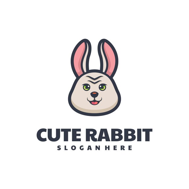 Vektor logo der zeichentrickfigur cute rabbit