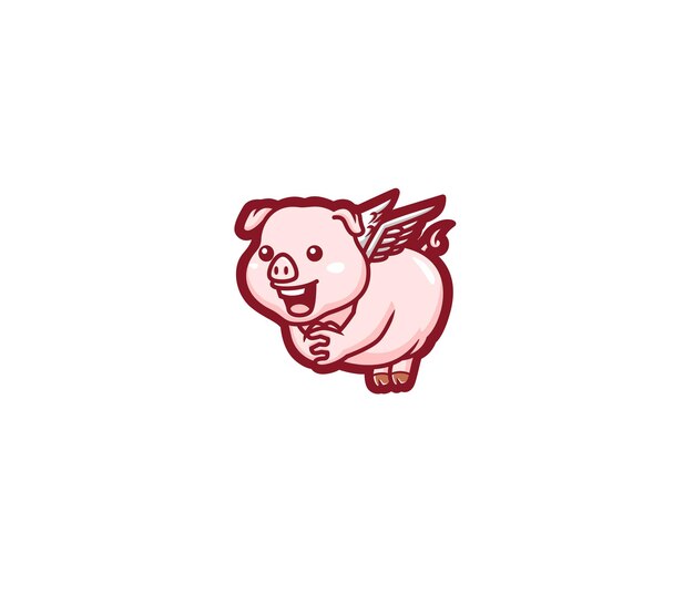 Vektor logo des fliegenden maskottchens des schweineengels