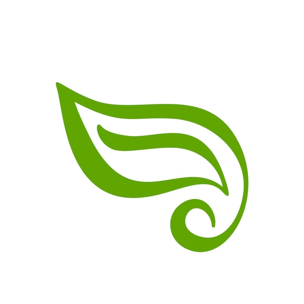 Logo des grünen teeblattes ökologie naturelement vektorsymbol tropische öko-vegane bio-kalligrafie handgezeichnete illustration
