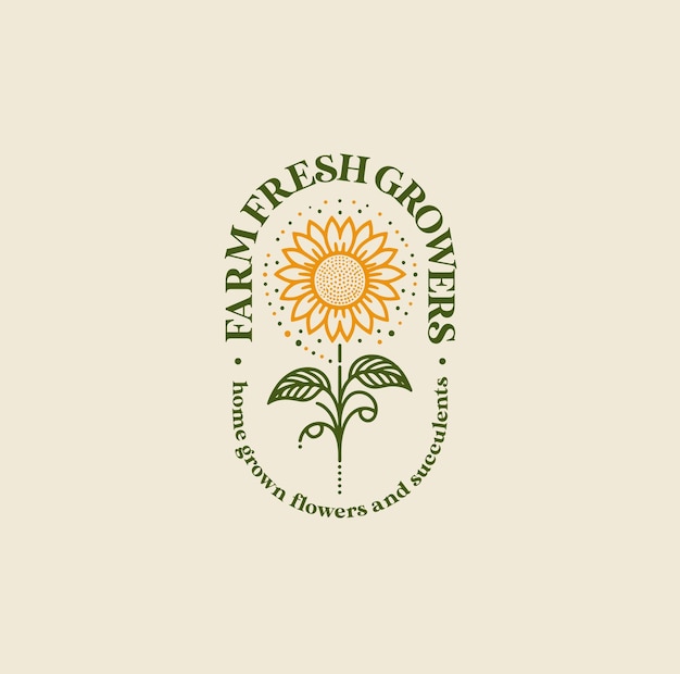 Vektor logo des langen runden sonnenblumenemblems