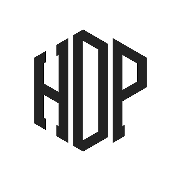 Logo-Design Anfangsbuchstaben HDP Monogramm Logo in sechseckiger Form