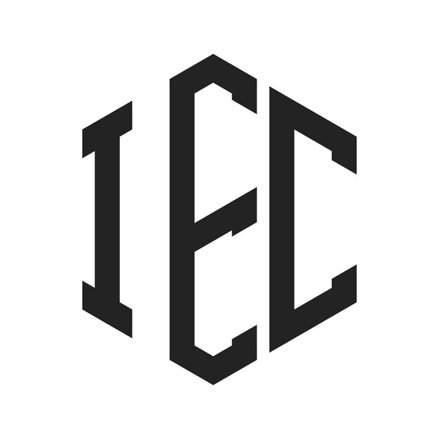 Logo Design Anfangsbuchstaben IEC Monogram IEC-Logo in sechseckiger Form