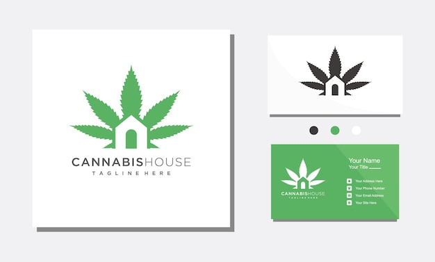 Logo-design des cannabis-marihuana-gewächshauses