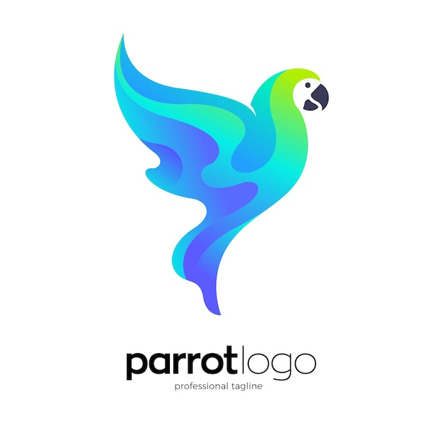 Logo-design des fliegenden papageis