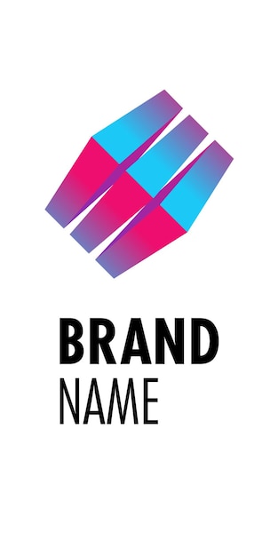 Vektor logo-design ein würfel in einem perspektivischen bild