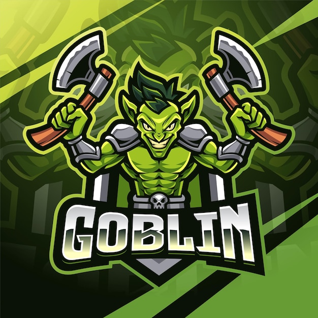 Vektor logo-design für das maskottchen des goblin-esports