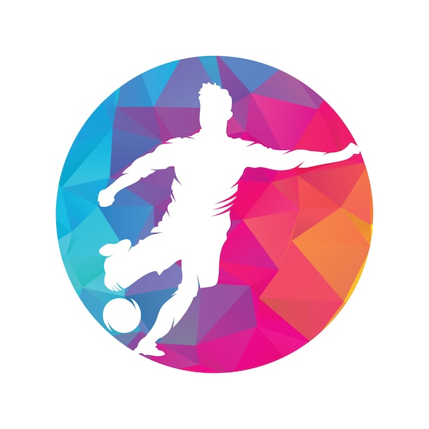 Logo-design für fußball- und fußballspieler dribbling ball logo vektor icon design