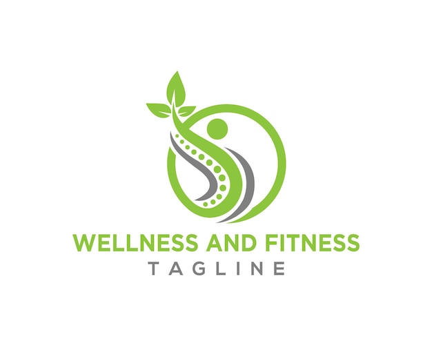 Logo-design für massagetherapie mit grünen blattsymbol-vektorillustrationen