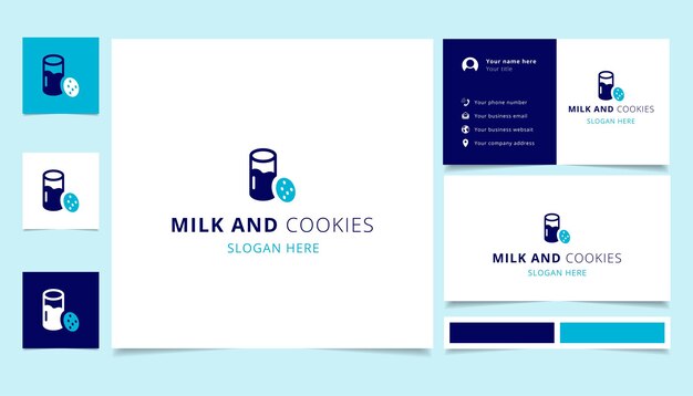 Logo-Design für Milch und Kekse mit editierbarem Slogan-Branding