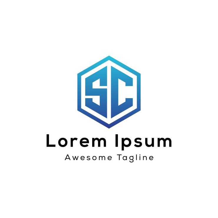 Logo-Design in Form eines Polygon-Buchstabs sc