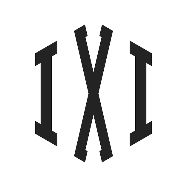 Logo Design Initial Letter IXI Monogram Logo mit sechseckiger Form