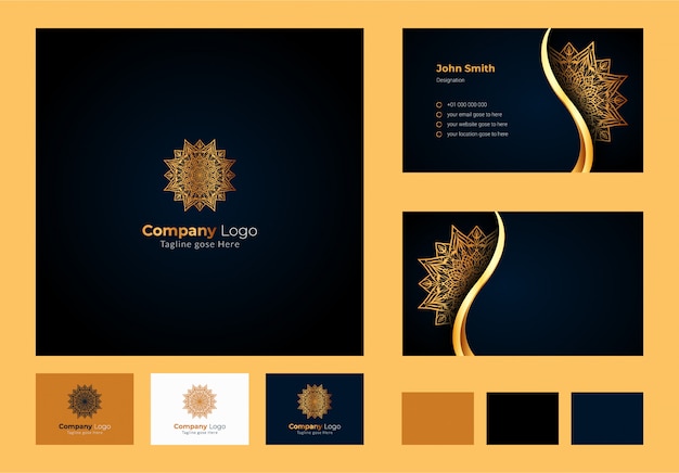Logo design inspiration, luxus kreisförmige blumen mandala und blatt element, luxus visitenkarte design mit dekorativen logo