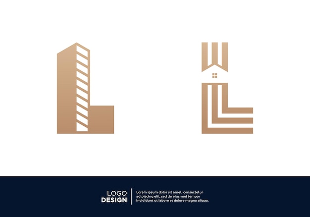 Vektor logo-design-kollektion für l-gebäude und immobilien