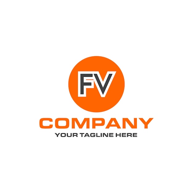 Logo-Design mit abgerundeter Form des FV-Buchstabens