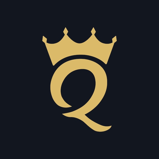 Logo-Design mit dem Buchstaben q und der königlichen Krone