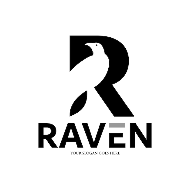 Vektor logo-design mit dem buchstaben r raven