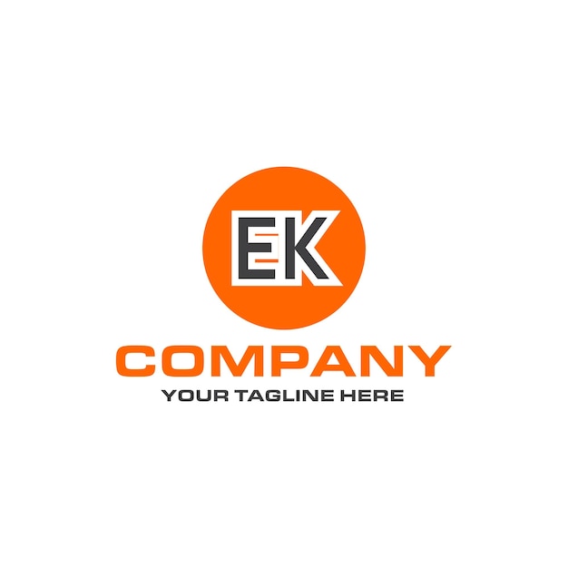 Logo-Design mit EK-Buchstaben in abgerundeter Form