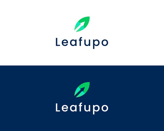 Logo-Design mit grünem Blatt und Pfeil nach oben