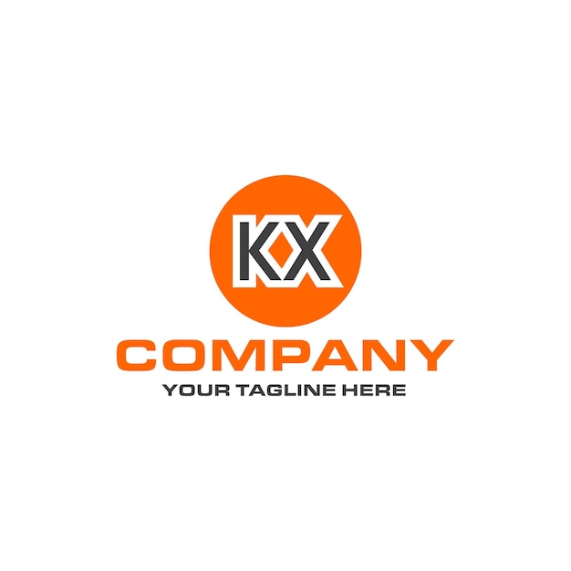 Logo-design mit kx-buchstaben in abgerundeter form