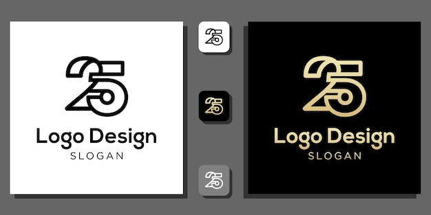Logo design nummer zwei fünf jahre rechner numerische codierung prozent technologie mit app-vorlage