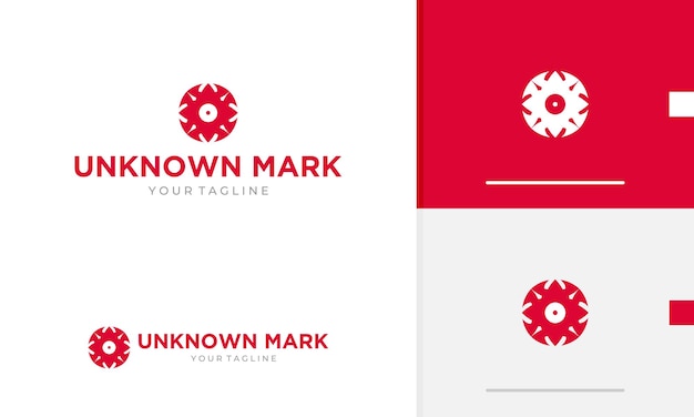 Logo-Design-Symbol geometrische rote abstrakte Augenpflege-Linse optische Sicht mit scharfer Krallenform