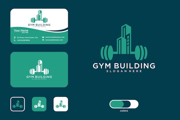 Logo-design und visitenkarte für fitnessstudio-gebäude