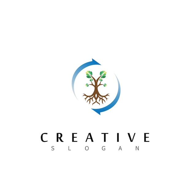 Vektor logo-design von bäumen natürliches öko-vektorblattwachstum