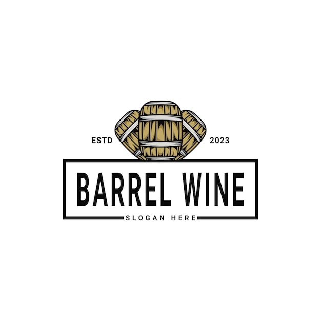 Logo-design von barrel whiskey im vintage-retro-stil