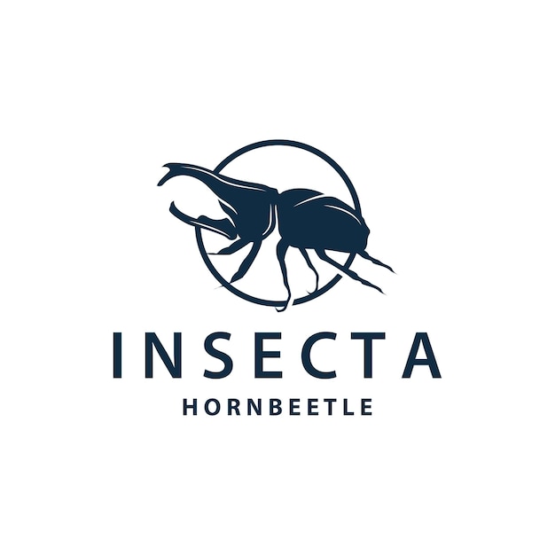 Logo-Design von Käfer, einfache Silhouette, Insekten, Tiere, Illustrationsvorlage, Vektor