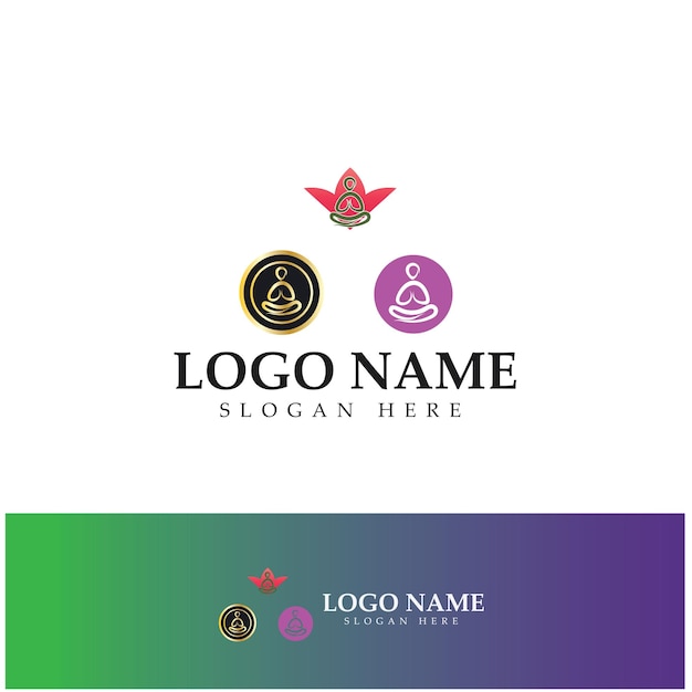 Logo-Design von Menschen, die Yoga-Symbol-Symbol-Illustrationsvektor machen