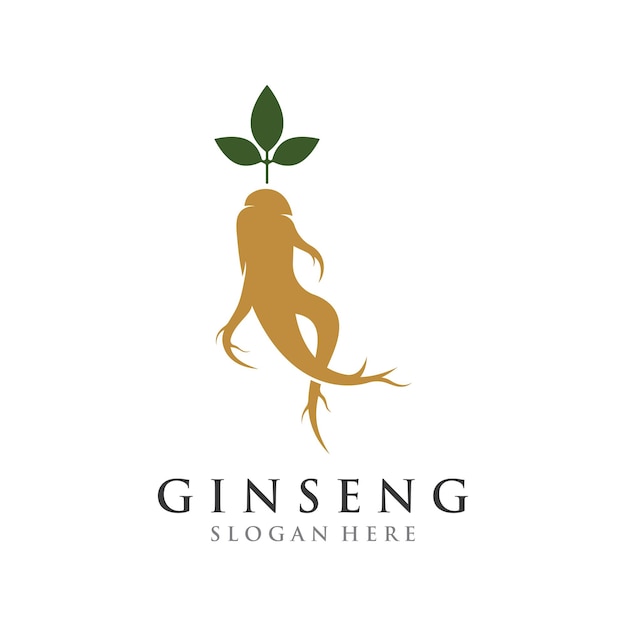 Logo-design von natürlichen ginseng-kräuterpflanzen und -blätternlogo für business-kräuterfloral