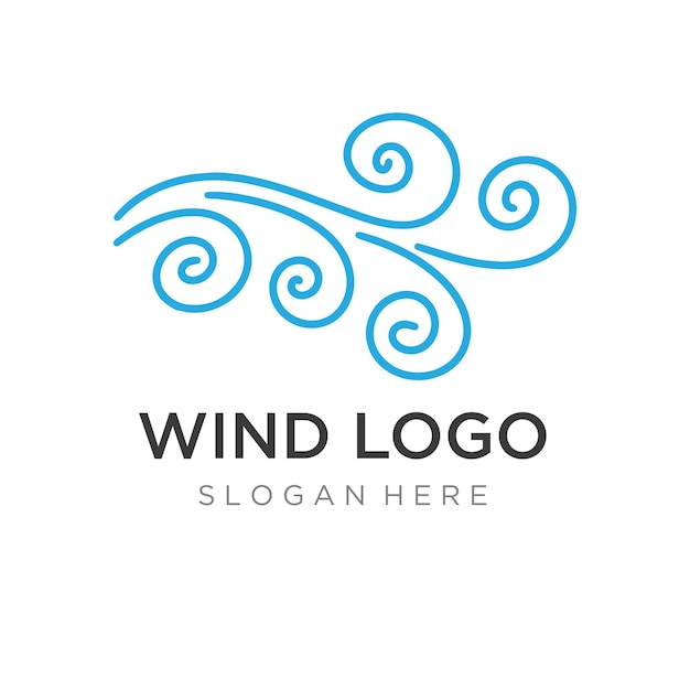 Vektor logo-design-vorlage wellenelement kreativer wind oder luftlogo für geschäftliche web-klimaanlage