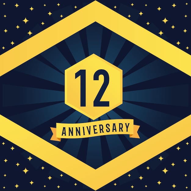Logo-Design zum 12-jährigen Jubiläum mit blauem Twist-Unendlichkeits-Design mit mehreren Linien