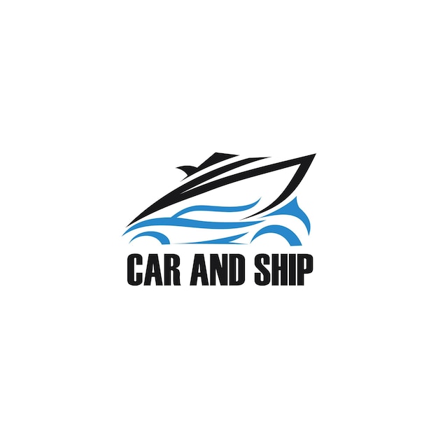 Logo-Designillustration der Auto- und Schiffshandelsindustrie