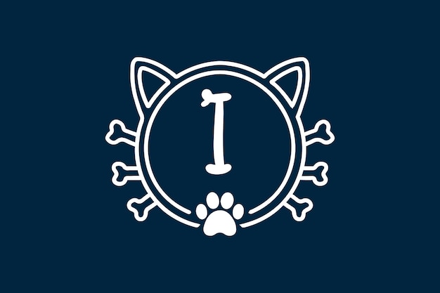 Logo-designs des katzen-monogramm-buchstaben i