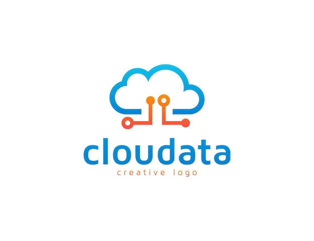 Logo-designvorlage für cloud- und technologiedatensymbole