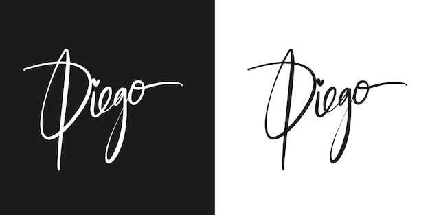 Vektor logo diego name schriftzug kalligrafie moderne typografie und druck