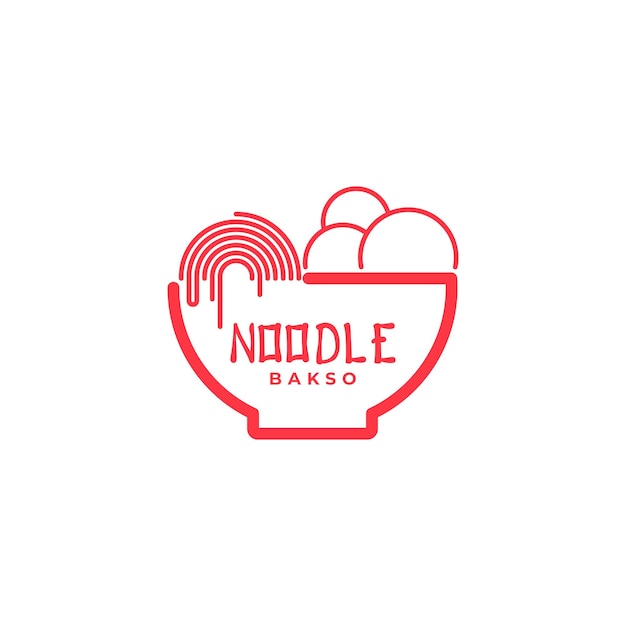 Logo einer schüssel mit fleischbällchen-nudeln