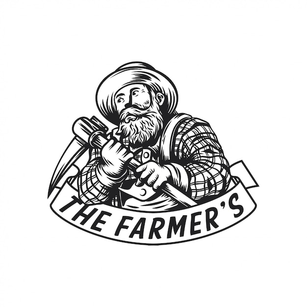 Logo-emblemillustration des landwirts