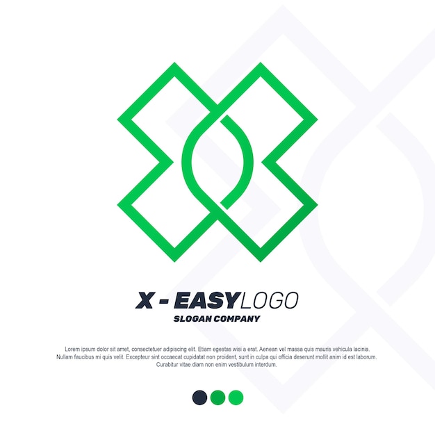 Logo firmenbuchstabe monogramm x grüner farbverlauf modern