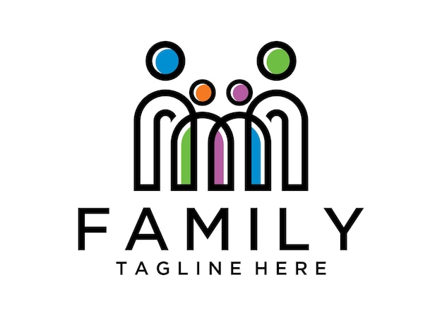 Vektor logo für eine familie mit drei personen